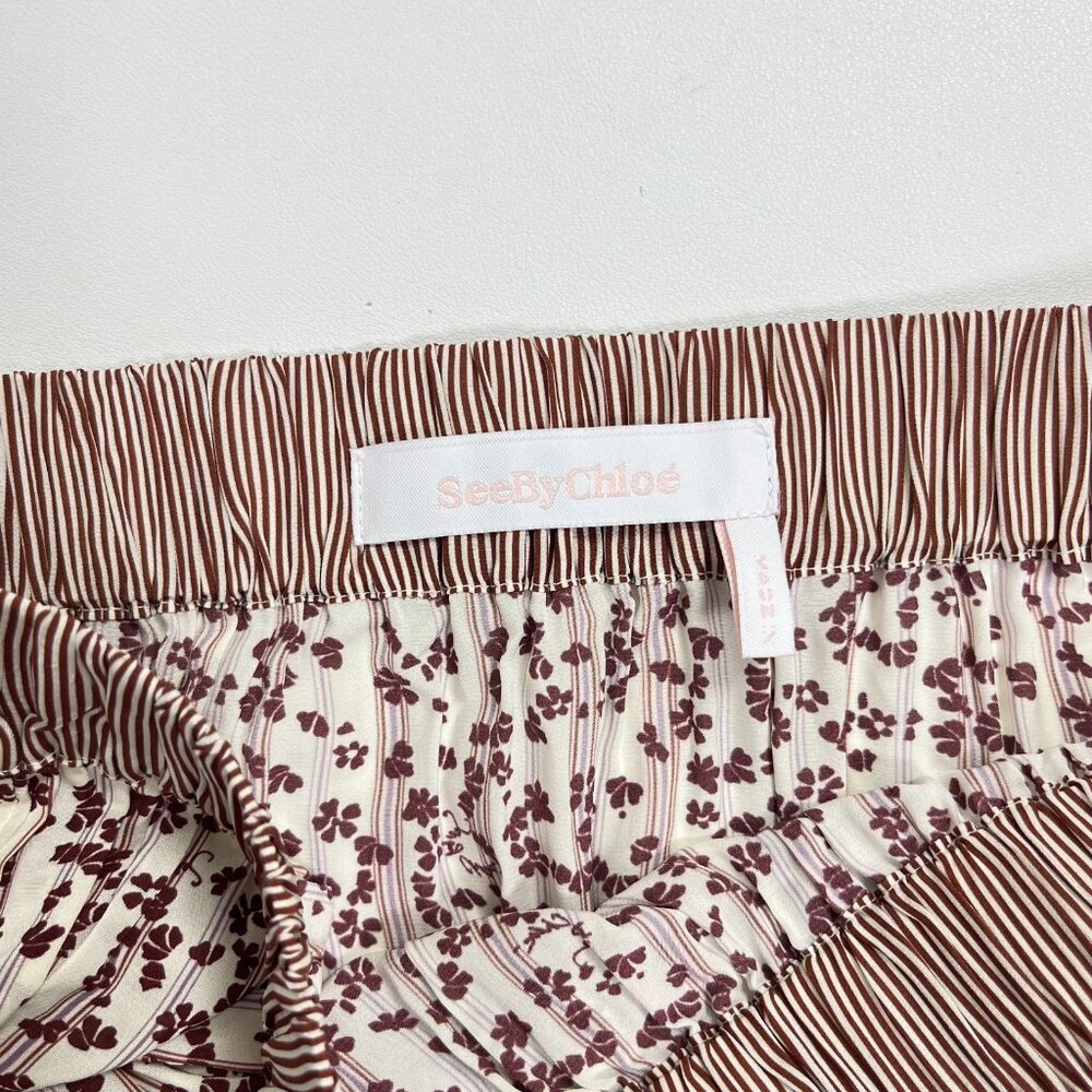 $605 NWOT SEE BY CHLOÉ Floral Stripe Maxi Skirt Size 38 Multicolor Elastic waist - Picture 9 of 12